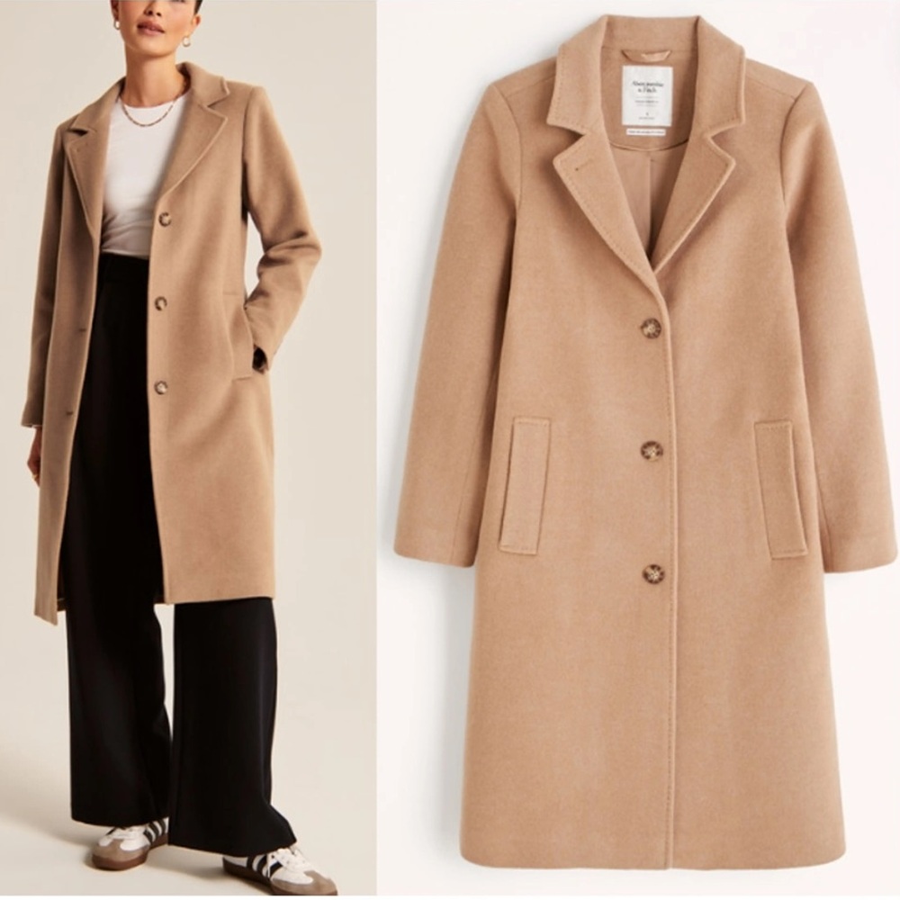 Wool blend pea coat (Abercrombie Dad Coat in Camel)